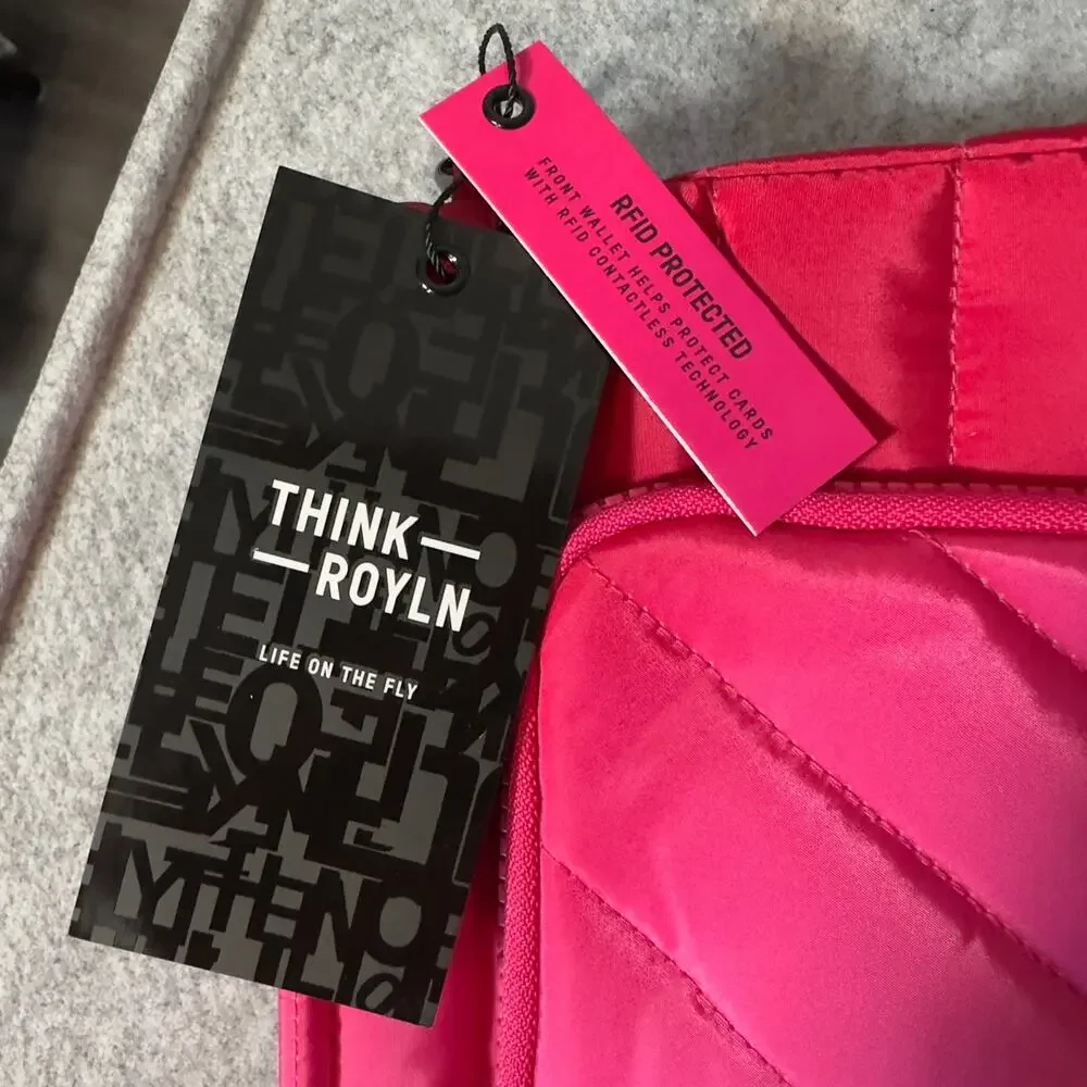 Think Royln Puffer Crossbody Bag with Pouch Fuchsia Ombre